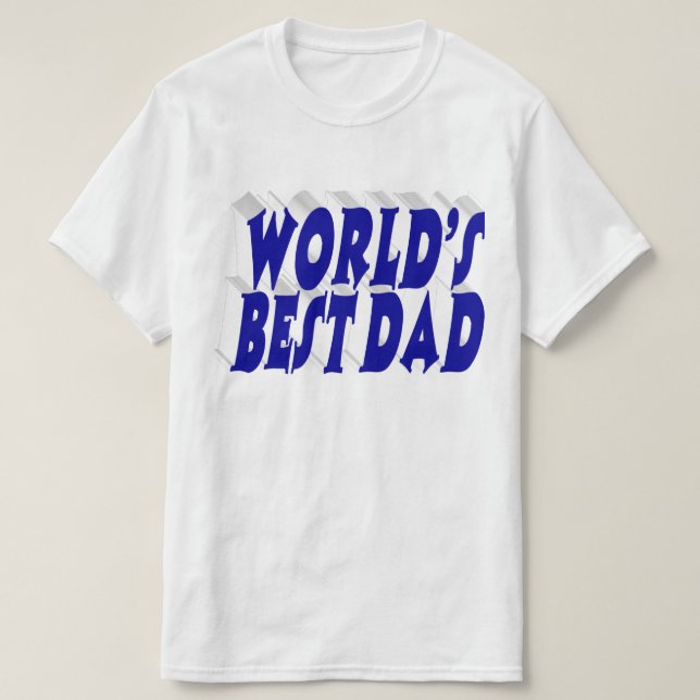 Bester Vater Blau 3D-Text T-Shirt (Design vorne)