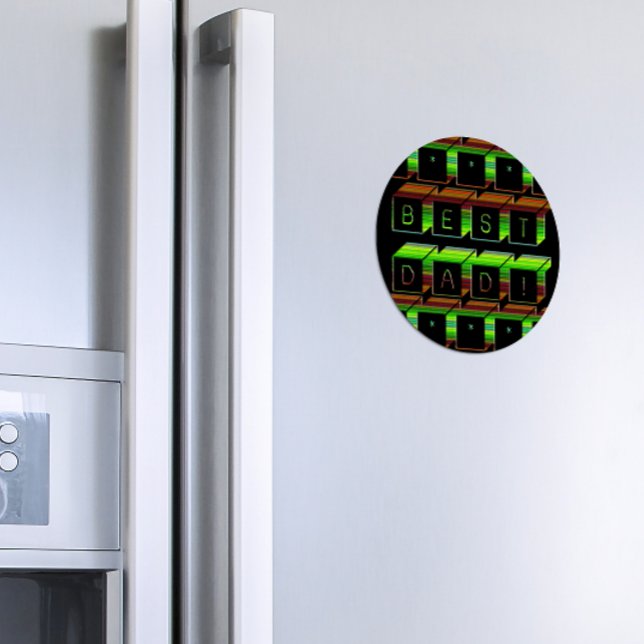 Bester Vater Blockiert Text grün und braun Magnet (Von Creator hochgeladen)