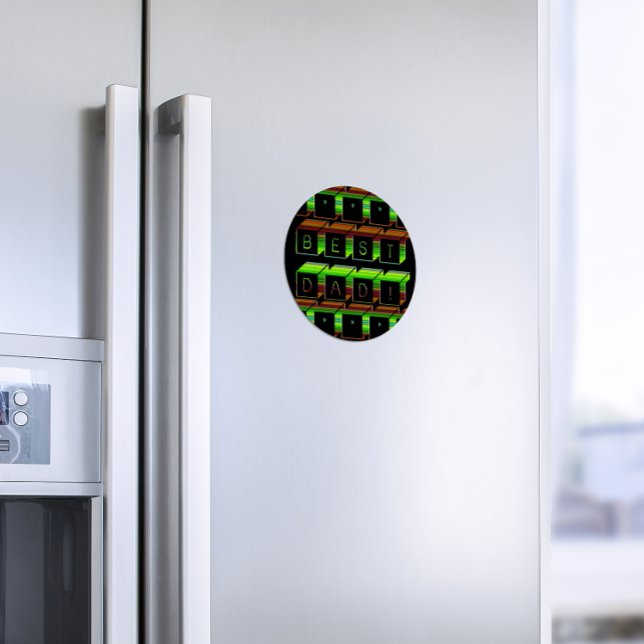 Bester Vater Blocks Text braun & gelb Magnet (Von Creator hochgeladen)