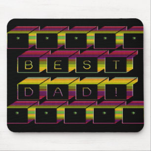 Bester Vater Blocks Text braun & gelb Mousepad