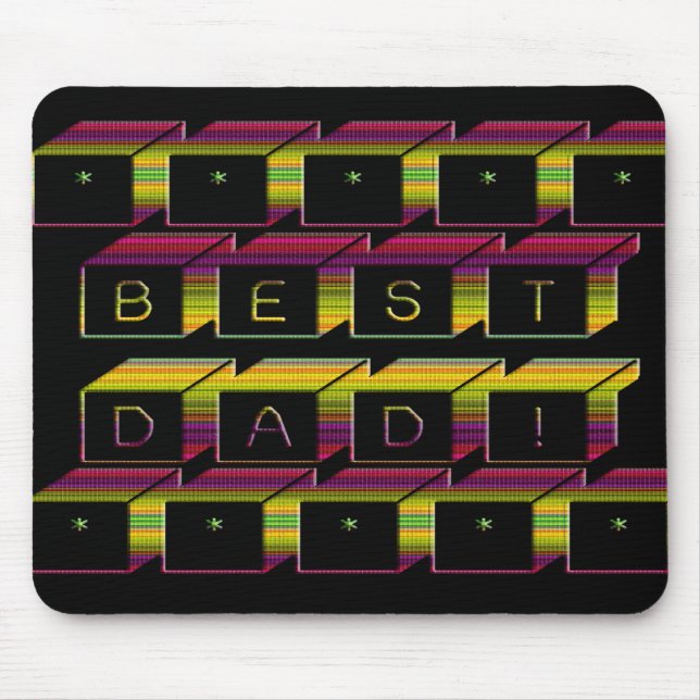 Bester Vater Blocks Text braun & gelb Mousepad (Vorne)