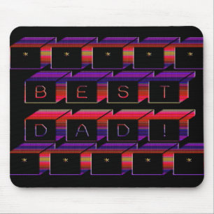 Bester Vater Blocks Text Rot & Lila Mousepad