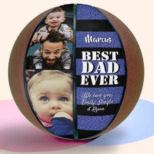 Bester Vater Blue Leather Print 2 Foto Vatertag Basketball