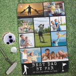 BESTER VATER BY PAR 9 FotoCollage Personalisiert Golfhandtuch<br><div class="desc">Erstellen Sie ein einzigartiges Foto-Memory-Golf-Handtuch für den Golfer-Vater, indem Sie dieses leicht hochzuladende Foto-Collage-Template mit 9 Aufnahmen mit dem vorgeschlagenen lustigen Golfer-Sprichwort BEST VATER BY PAR und personalisiert mit Namen oder Ihrem eigenen Text in Weiß vor einer bearbeitbaren schwarzen Hintergrundfarbe verwenden. ÄNDERUNGEN: Sie können die schwarze Hintergrundfarbe oder den Textstil,...</div>