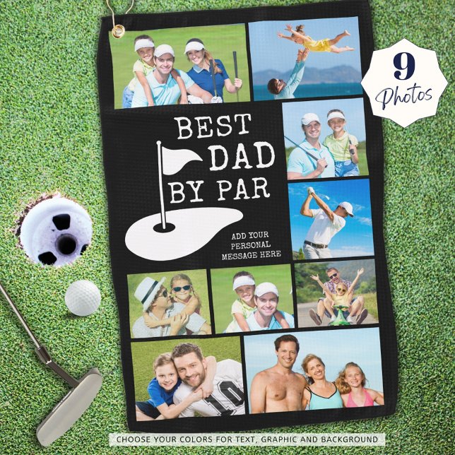 BESTER VATER BY PAR 9 FotoCollage Personalisiert Golfhandtuch (Von Creator hochgeladen)