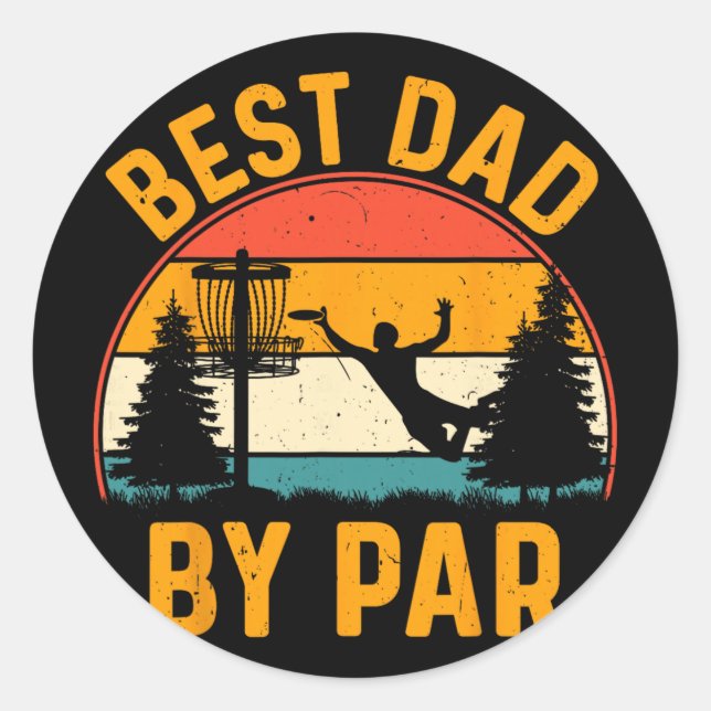 Bester Vater By Par Disc Golf Frisbee Golfer Disc  Runder Aufkleber (Vorderseite)
