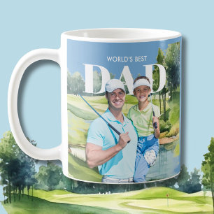 *Bester Vater Custom 2 Foto Collage Golfplatz Kaffeetasse