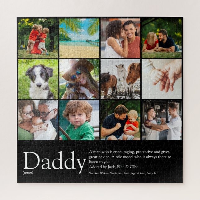 Bester Vater Daddy Vater Definition 12 Foto Schwar Puzzle (Vertikal)