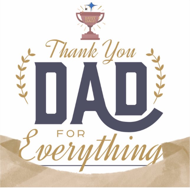 Bester Vater – Danke-Design Aufkleber (Vorderseite)