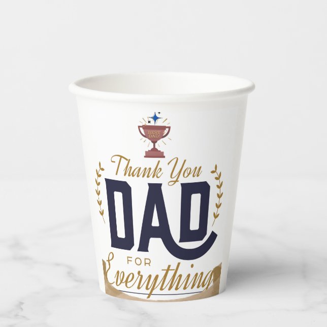 Bester Vater – Danke-Design Pappbecher (Vorderseite)
