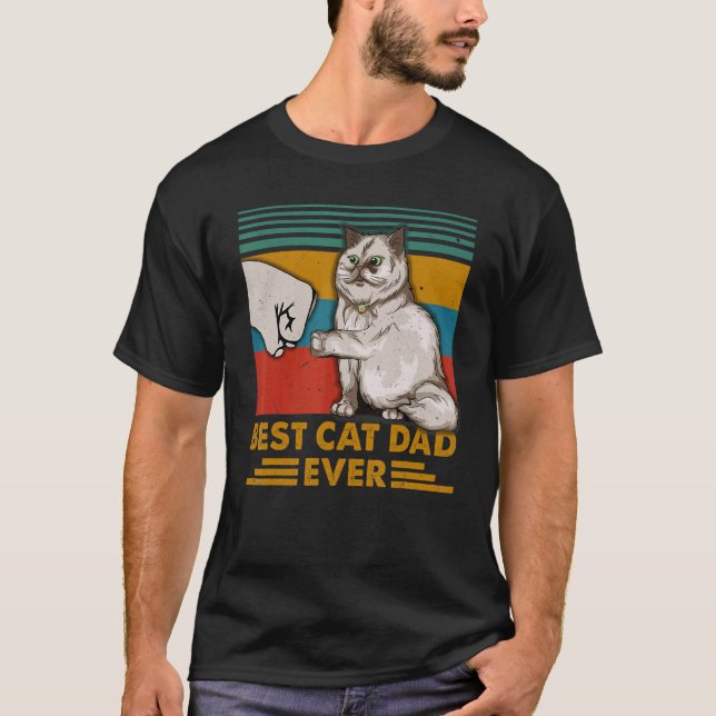 Bester Vater der Katze je Paw Faustpumpe Katze Dad T-Shirt (Vorderseite)