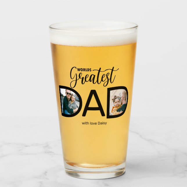 Bester Vater der Welt 2 Foto Glas (Vorne (Gefüllt))