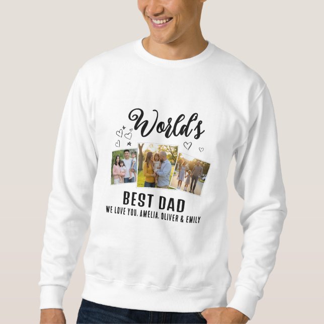 Bester Vater der Welt Benutzerdefinierte 3-Foto-Co Sweatshirt (Vorderseite)