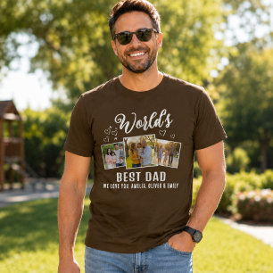 Bester Vater der Welt Benutzerdefinierte 3-Foto-Co T-Shirt