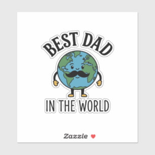 Bester Vater der Welt Earth Mustache Shirt Design_ Aufkleber