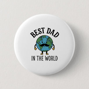 Bester Vater der Welt Earth Mustache Shirt Design_ Button