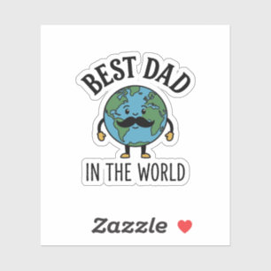 Bester Vater der Welt Earth Schnurrbart Shirt Desi Aufkleber