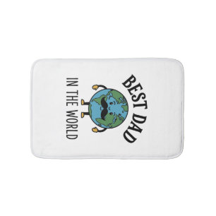 Bester Vater der Welt Earth Schnurrbart Shirt Desi Badematte