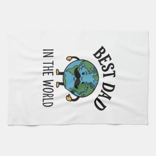 Bester Vater der Welt Earth Schnurrbart Shirt Desi Geschirrtuch