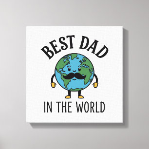 Bester Vater der Welt Earth Schnurrbart Shirt Desi Leinwanddruck