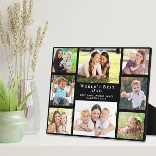 Bester Vater der Welt Foto-Collage Schwarz Fotoplatte