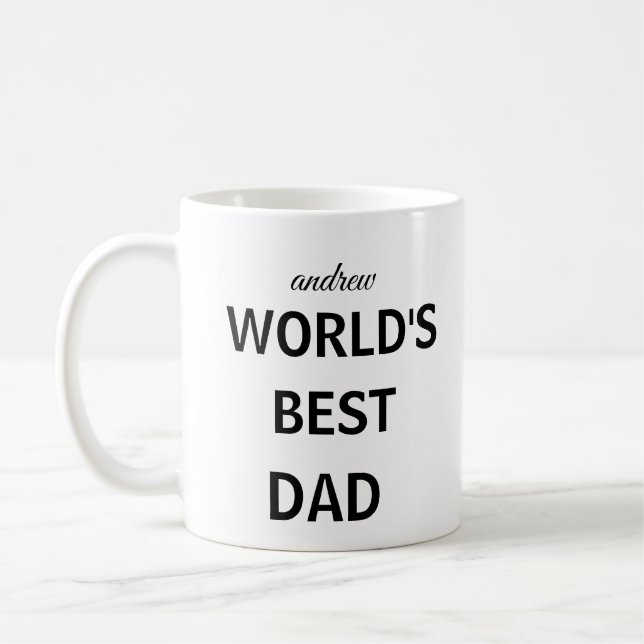 Bester Vater der Welt Personalisierter Name Kaffeetasse (Links)