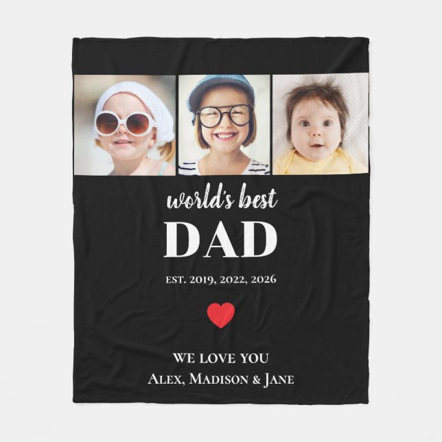 Bester Vater der Welt Wir lieben dich 3 Kinder Fot Fleecedecke (Vorderseite)