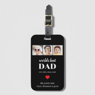Bester Vater der Welt Wir lieben dich 3 Kinder Fot Gepäckanhänger