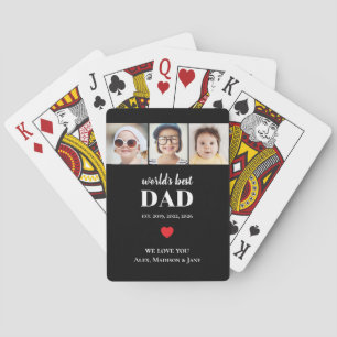 Bester Vater der Welt Wir lieben dich 3 Kinder Fot Spielkarten