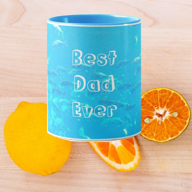 Bester Vater Ever Aqua Blue Schule Fisch im Ozean Tasse (Von Creator hochgeladen)