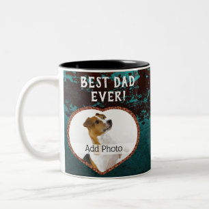 Bester Vater Ever herz Foto Rusty Aquamarines Aqua Zweifarbige Tasse