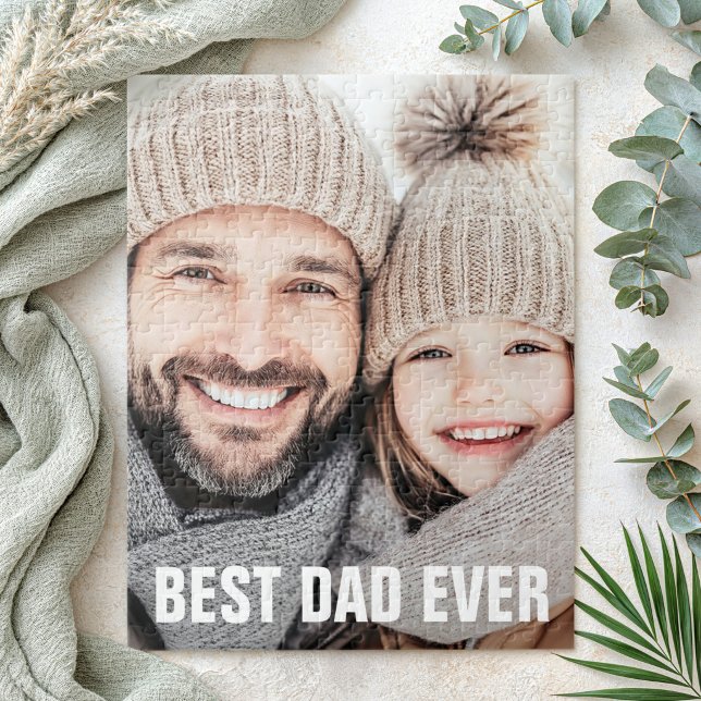 Bester Vater ever zum Vatertag Foto Puzzle (Best dad ever father's day photo jigsaw puzzle)