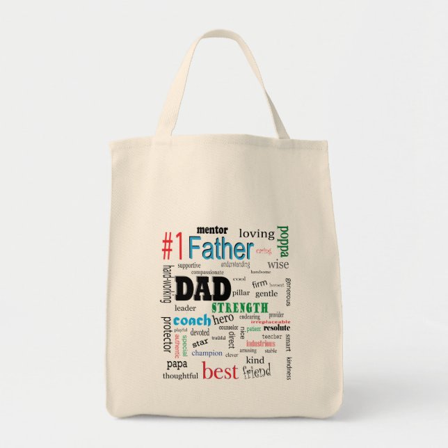 Bester Vater Farbenfrohe Word Cloud Toag Tragetasche (Vorne)