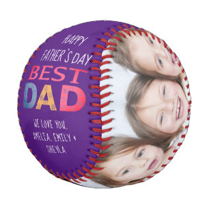 Bester Vater Farbige Typografie 2 Foto-Collage Baseball