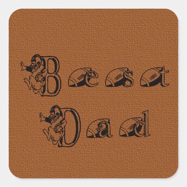 Bester Vater-Football-Text Quadratischer Aufkleber (Vorderseite)