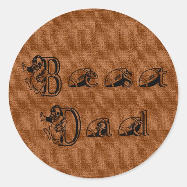 Bester Vater-Football-Text Runder Aufkleber (Vorderseite)