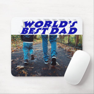 Bester Vater Foto blau 3D-Text Mousepad