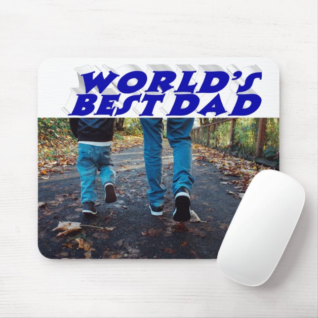 Bester Vater Foto blau 3D-Text Mousepad (Mit Mouse)