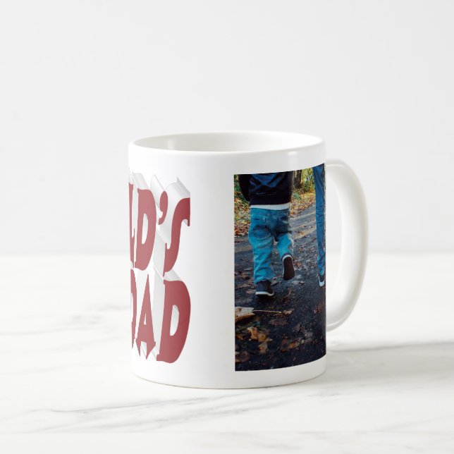 Bester Vater Foto burgundy 3d Text Kaffeetasse (VorderseiteRechts)