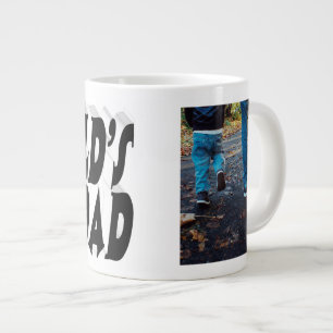 Bester Vater Foto schwarz, 3D-Text Jumbo-Tasse
