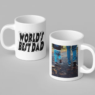 Bester Vater Foto schwarz, 3D-Text Kaffeetasse