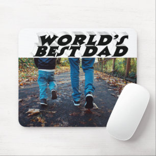 Bester Vater Foto schwarz, 3D-Text Mousepad