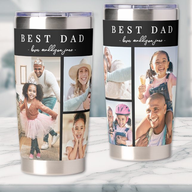Bester Vater Fotocollage Thermobecher (Best Dad Photo Collage Insulated Tumbler)