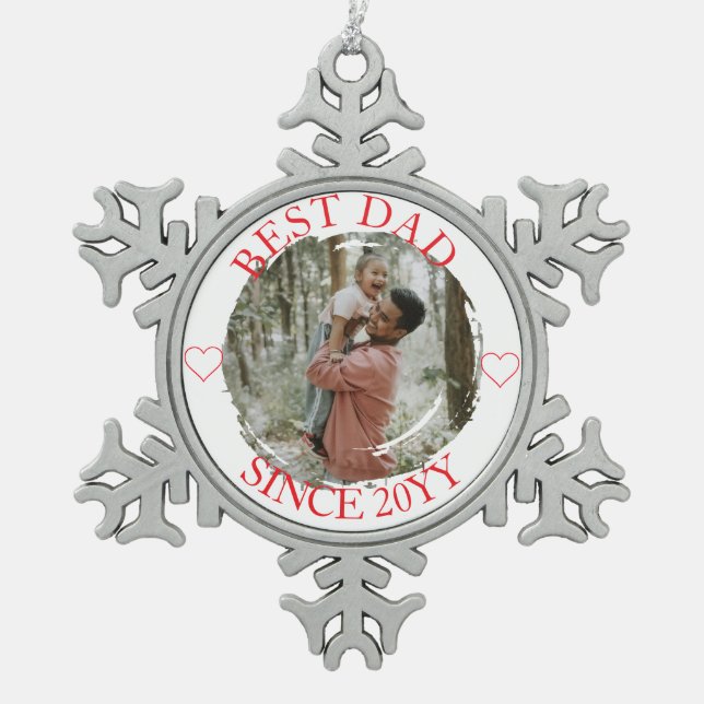 Bester Vater Frohe Weihnachtsschmuck Schneeflocken Zinn-Ornament (Vorderseite)