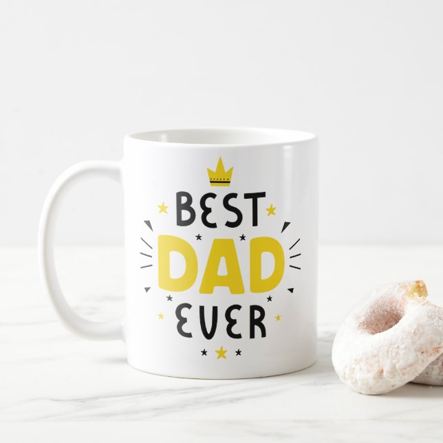 Bester Vater für Black & Yellow-Kaffee Kaffeetasse (Mit Donut)