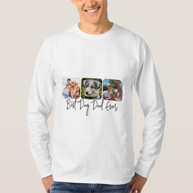 Bester Vater für Hunde - Individuelle 3-Foto Colla T-Shirt (Vorderseite)