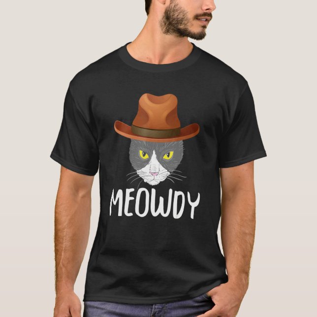 Bester Vater für Katzen je Meowdy farbige Katze mi T-Shirt (Vorderseite)