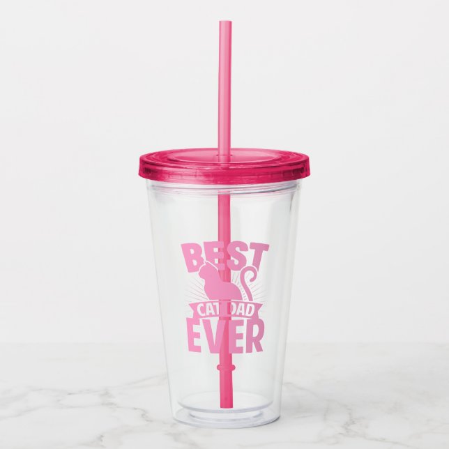 Bester Vater für Katzen je - Silhouette Acryltrinkbecher (Vorderseite)