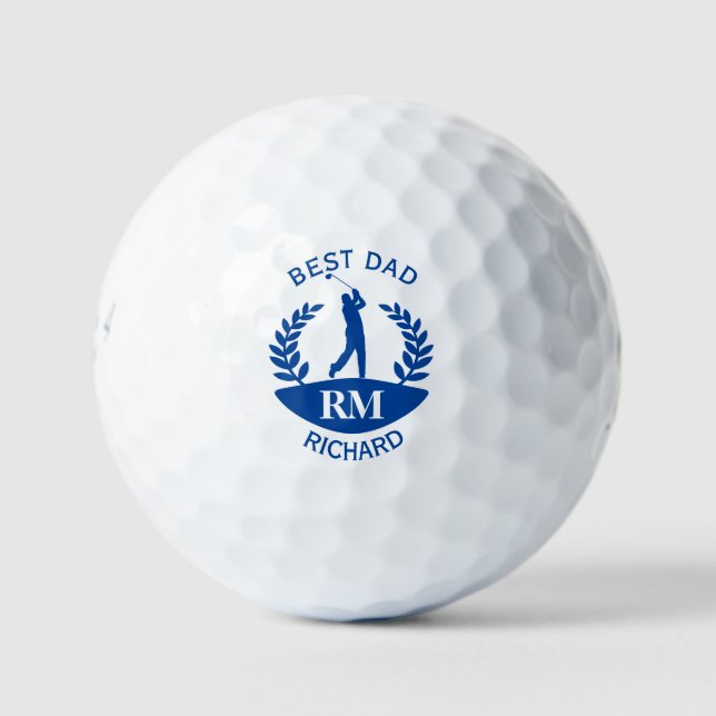 Bester Vater Golfer Monogram Vorname Golfball (Vorderseite)