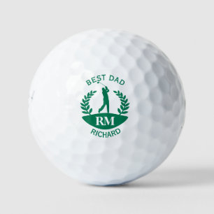 Bester Vater Golfer Monogram Vorname Golfball